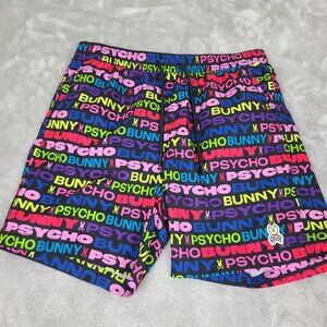 Psycho Bunny Swim Shorts‎ Mens Small Tyrian Mesh Lined Trunks Beach Spellout